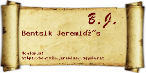 Bentsik Jeremiás névjegykártya